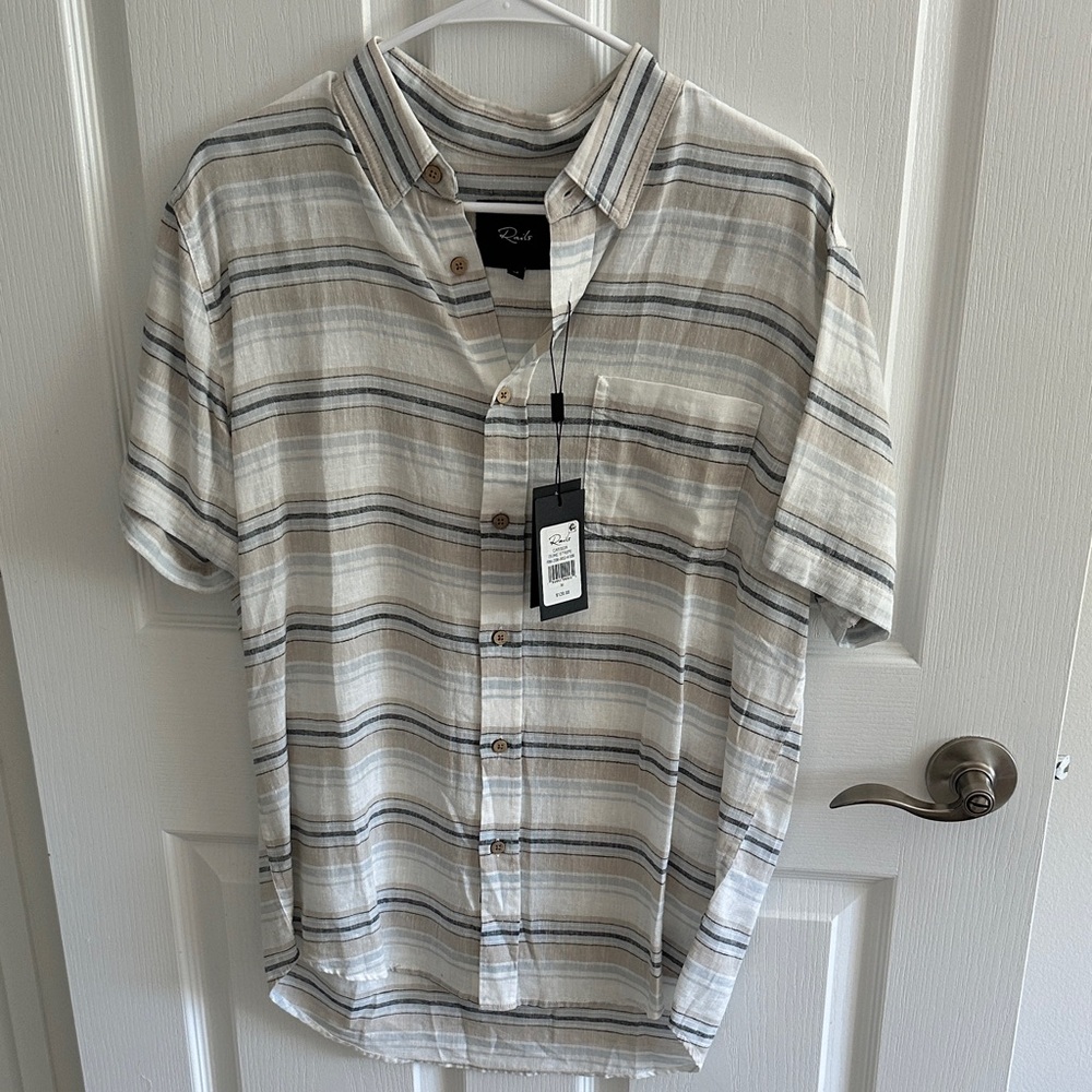 Rails Men's Casual Button-Down Shirt - Cream and Gray